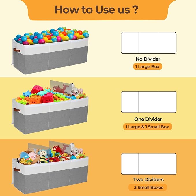Extra Large Toy Box,150L Foldable Sturdy Toy Storage with Lid, 40"x14"x16" Kids Storage Organizer, Toy Chest for Boys&Girls,for Nursery,Bedroom,Playroom,Living Room,Large Capacity Toybox(Grey)
