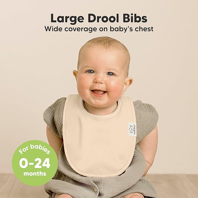 8-Pack Organic Baby Bibs for Boys, Girls - Soft Cotton Drooling and Teething Bibs for Baby Girl & Boy, Extra Absorbent, Easy to Clean & Put On for Toddler, Newborn, Infant 0-24 Months (Pure)