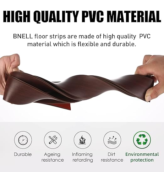 bnell Bnell Floor Transition Strip Self Adhesive Vinyl Laminate Floor Cover Strip 3" Floor Flat Divider Strip for Joining Floor Gaps and Doorway Transitions (10Ft, 7.6cm, Maple Grain)