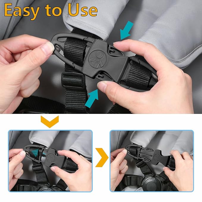 Child Car Seat Chest Harness Clip Replacements Universal Replacement for Kids, Toddler, Stroller, baby essentials, baby Car Seat Accessories, Black, Rectang ( 6.93" x 3.98" x 0.87")