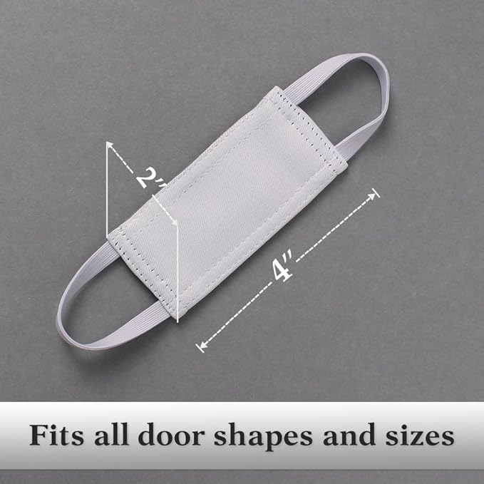 PONY DANCE Baby Door Latch Cover Closer - Nursery Door Silencer with Strong Elastic Straps, Thick Solid Cushion for Noise Reduction, Prevents Slamming, 3 Pieces, 4W x 2L Inches, Greyish White