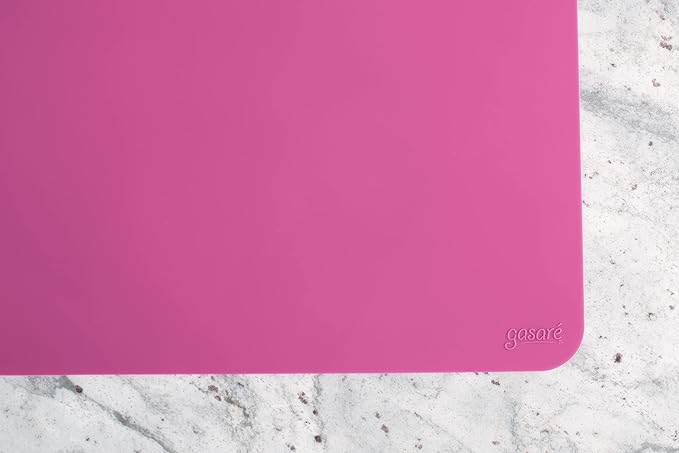 GASARÉ, Placemats Set of 4, Silicone Placemats, Table Mats, Non-Slip, Easy to Clean, Heat Resistant, Flexible, 20% Thicker, 16 x 12 inches x 1.1mm, Pink