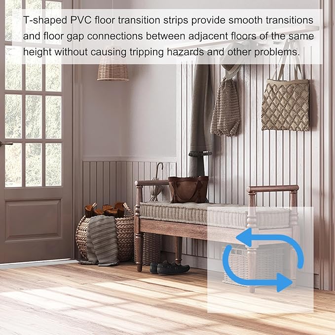 uxcell T-Molding Transition Strips, 3.28 ft x 1.97" (L x W) PVC Floor Flat Divider Strip Self Adhesive Vinyl Flooring Edging Trim for Joining Floor Gaps Doorways, Black Walnut