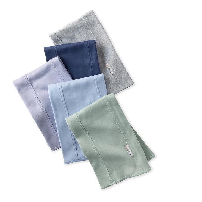 Butterblu Bailey 5-Pack Burp Cloths 100% Organic Cotton Knit for Newborn & Baby Boys & Girls, Frost, One Size