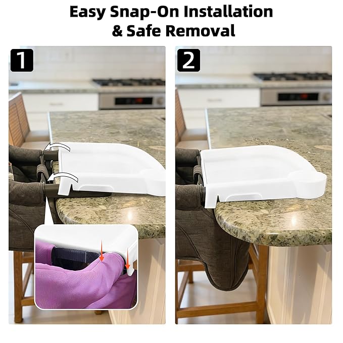 Portable Baby Dining Tray Compatible with Ingle-sina Fast Table Chair Fits 6–36 Months Babies, BPA-Free Plastic & Dishwasher Safe, Mess-Free & Deep Edge Spill Guard, Home & Travel Use - White