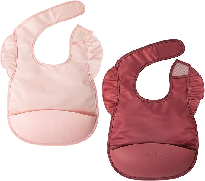 Tiny Twinkle Silicone Pocket Bibs - Waterproof, Food Catching, Mess-Proof Bibs for 6-24 Months Baby Boy and Girl, Toddlers