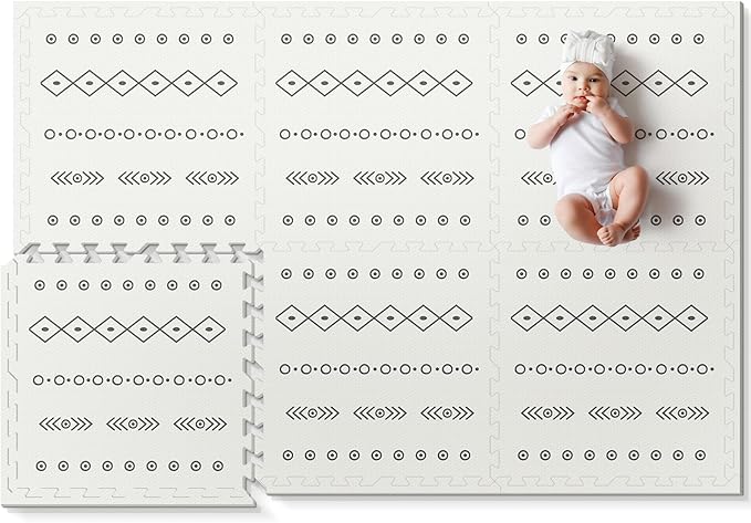 Baby Foam Play Mat, PIGLOG 72x48 Baby Crawling Mat, Floor Mats for Kids for Infants with Interlocking Floor Tiles, Toddler Playmats for Indoor and Outdoor, Easy to Clean Playroom Mats, Bohemia
