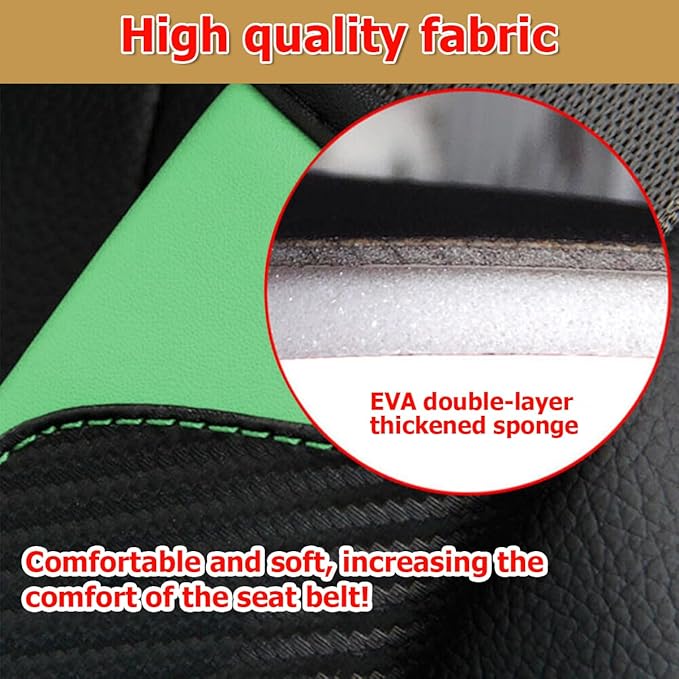 AUCELI 2PCS Car Seat Belt Cover, Carbon Fiber Seatbelt Shoulder Strap Covers, Breathable Leather Soft Harness Pad Protect Your Neck and Shoulder Compatible with Cars