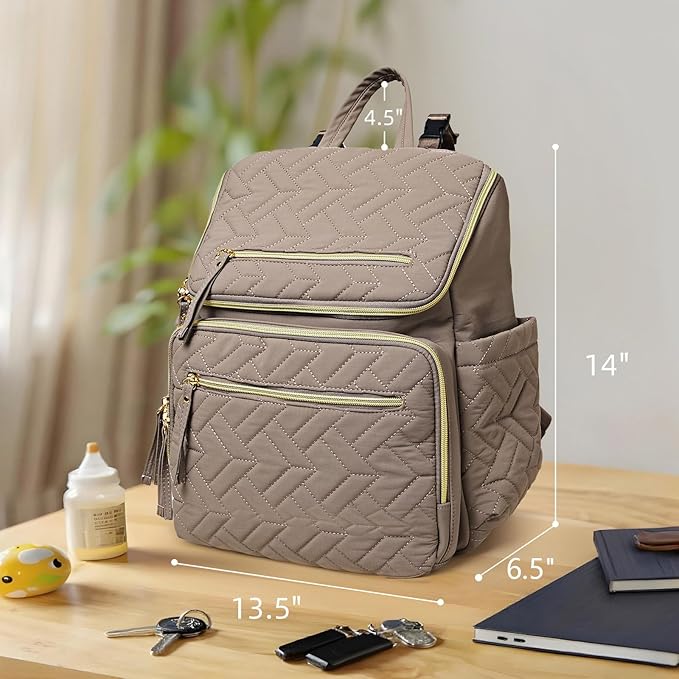 Omanmoli Diaper Bag Backpack Baby Large Travel Work School Backpack for Women with 17 Bag Organizers,4 Insulated Pockets,Portable Changing Pad,Stroller Buckles,Brown