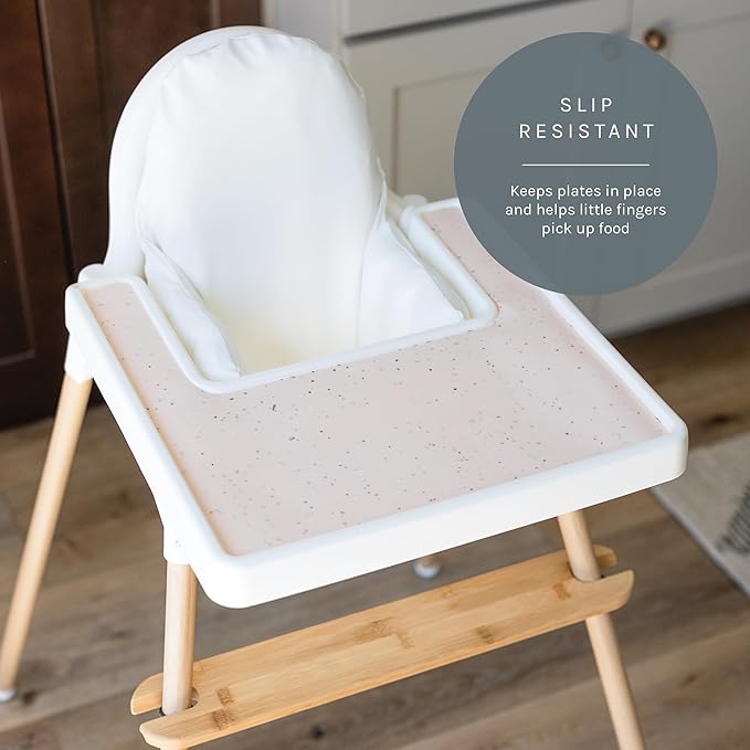 Yeah Baby Goods Placemats Compatible with IKEA Antilop High Chair (Blush Speckle) - Slip-Resistant & Food-Grade Silicone High Chair Mat - Easy Clean High Chair Accessory