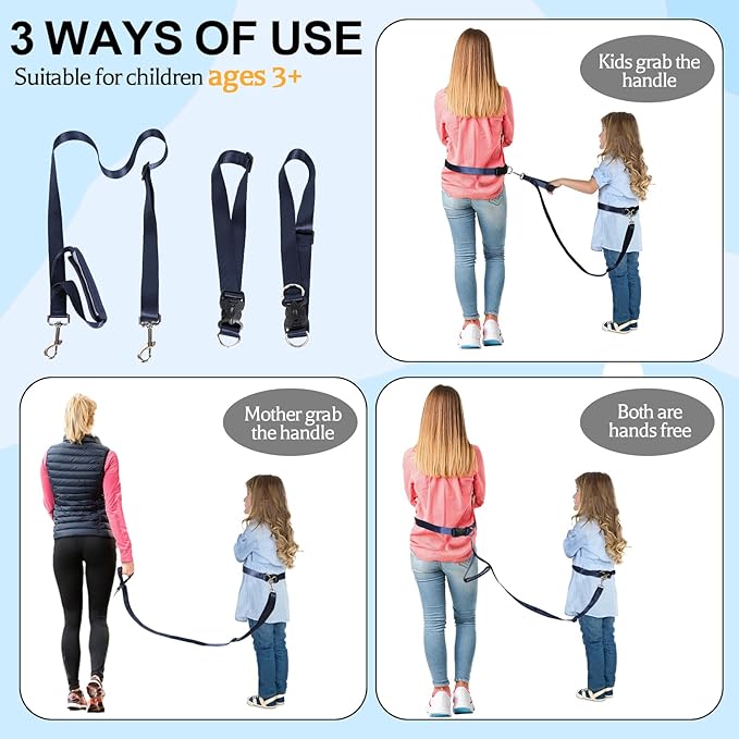 Secure Waist Leash Harness for Kids with Autism, Hands Free Walking Harness with Adjustable Tether and Handle, Keep Autistic Special Needs ADHD Children Safe and Close in Public, Child Elopement Leash