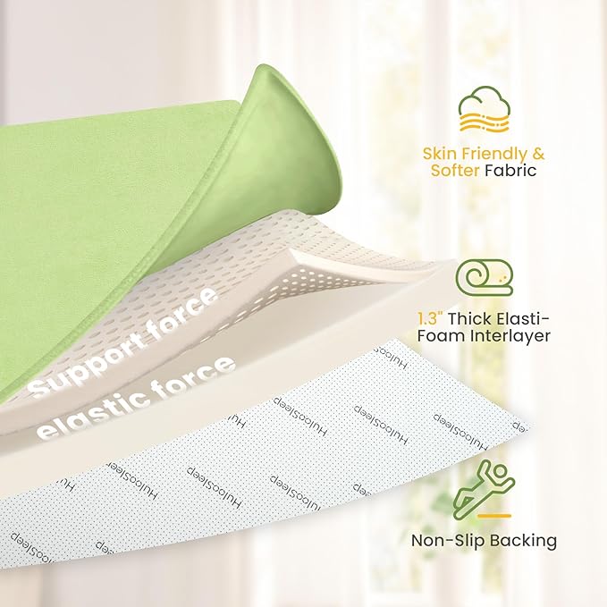 Baby Play Mat for Floor,1.3" Thick Elasti-Foam 50"×50" Playpen Mat for Tummy Time, Soft Coral Velvet for Toddler,Infant,Kids,Non-Slip Backing Safe for Crawling (Sage Green)