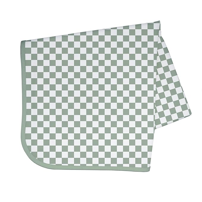 BapronBaby Sage Checkerboard Splash Mat - Waterproof Catch-All for Under High Chairs, Floors, Tables, Playtime or Arts & Crafts - Machine Washable - 45" x 45”