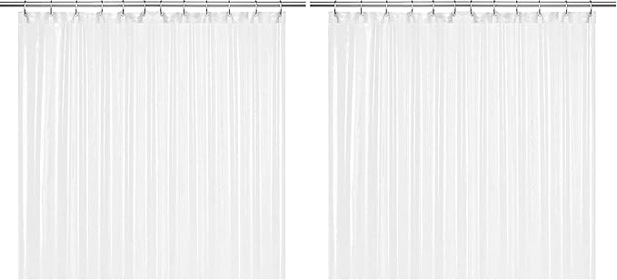 LiBa Bathroom Shower Curtain with 12 Shower Rings- Waterproof Plastic Shower Curtain Premium PEVA Non-Toxic with Rust Proof Grommets Frosted 10G Heavy Duty Bathroom Accessories 72x72 (Pack of 2)