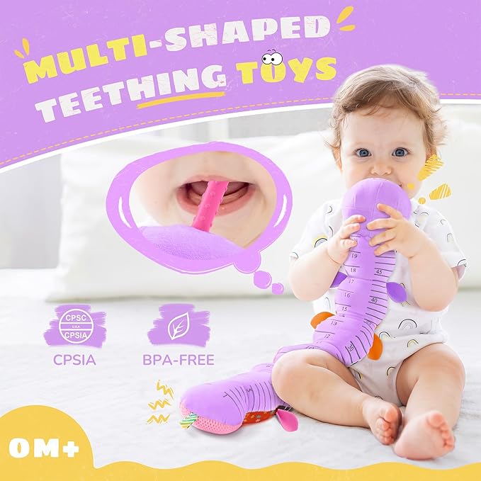 Baby Toys 6-12 Months Music Caterpillar,Stuffed Animals Infant Toys 0-3-6 Months,Baby Sensory Toys Tummy Time with Crinkle Rattle Teething Toys for Boys Girls Gifts Birthday|Lavender Purple