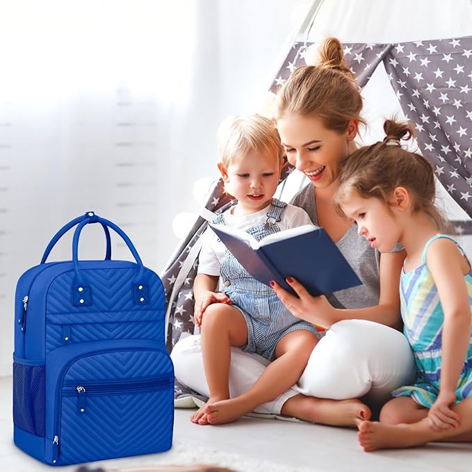 Diaper Bag Backpack Tote for Women Large Capacity, Baby with Insulated Pockets Multifunctional Bags For Girl Boy Waterproof Boys Girls Mama Maternity Travel Royal Blue