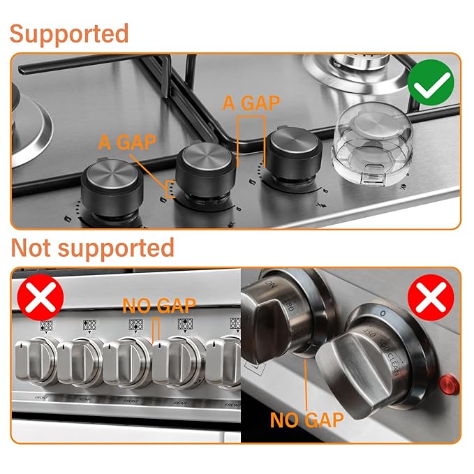 6-Pack Stove Knob Safety Covers,Upgraded Press Gas Stove Knob Locks,Durable Design Childproof Oven Knob Locks for Babies and Pets, Sticky and Easy to Install,Transparent