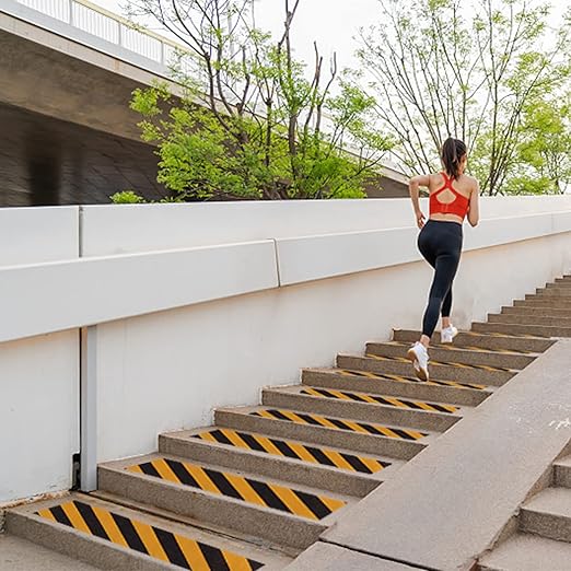 Danlaila 4 Inch x 60 Feet Grip Tape for Stairs, Anti Slip Tape Outdoor Waterproof, Black/Yellow Safety Non Skid Tape Roll for Stair Steps Ramp Wooden, Friction Tape Adhesive Non Slip Strips