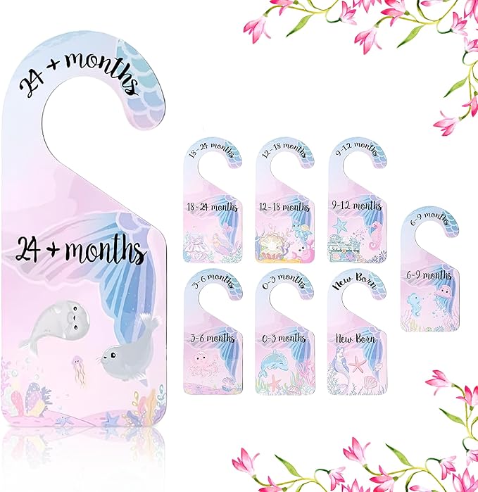 SPARADISE Baby Closet Dividers for Clothes – Set of 8 Double-Sided Organizers for Nursery Wardrobe – Newborn to 24 Months – Ocean Theme