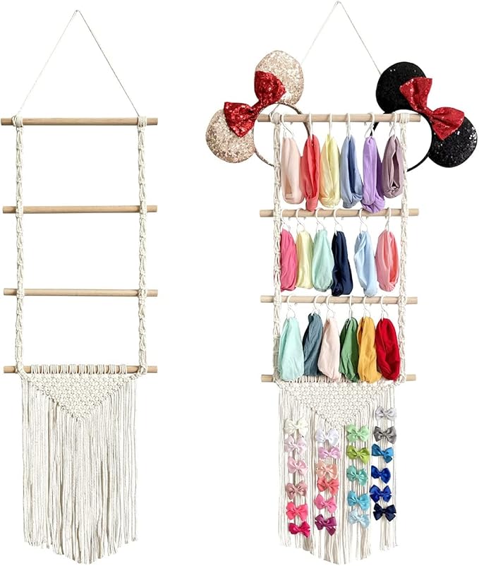 Headband Holder Hair Bows Organizer for Girls, Baby Headbands Hair Accessories Organizer Storage Wall Hanging Decor for Toddler Girls Room