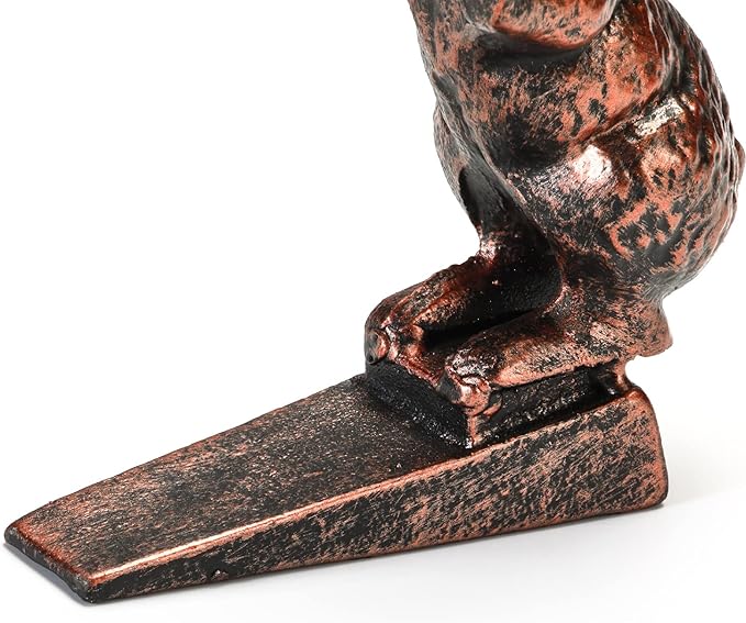 Rabbit Door Stoppers for Bottom of Door - Cast Iron Cute Bunny Door Stop - Antique Copper Decorative Door Stopper Wedge - 2.49 Lbs