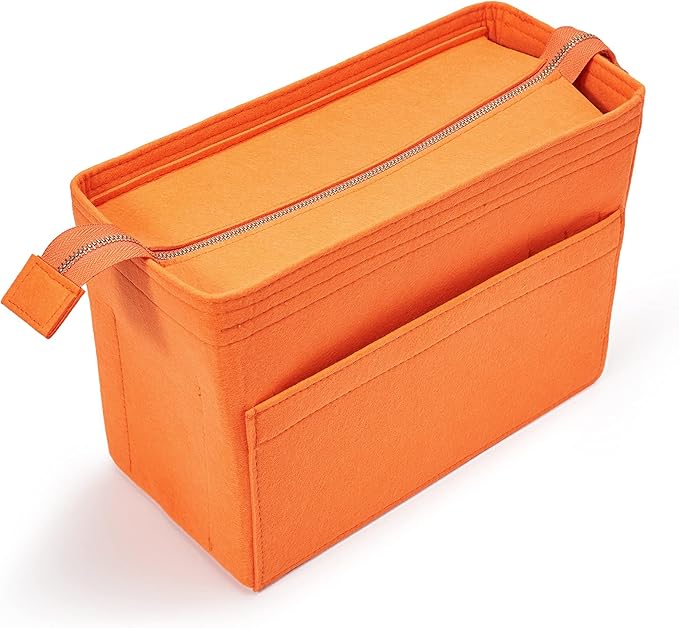 Vercord Felt Zipper Handbag Tote Purse Duffel Backpack Organizer Insert Orange Medium