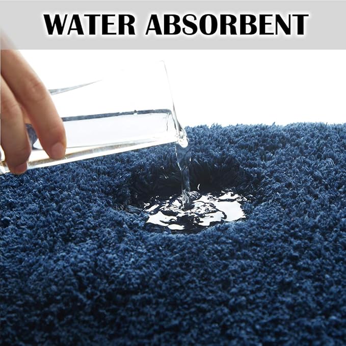 Suchtale Large Bathroom Rug Extra Soft and Absorbent Shaggy Mat (24 x 40, Navy) Machine Washable Microfiber, Non Slip, Luxury Floor Mat With Rubber Back