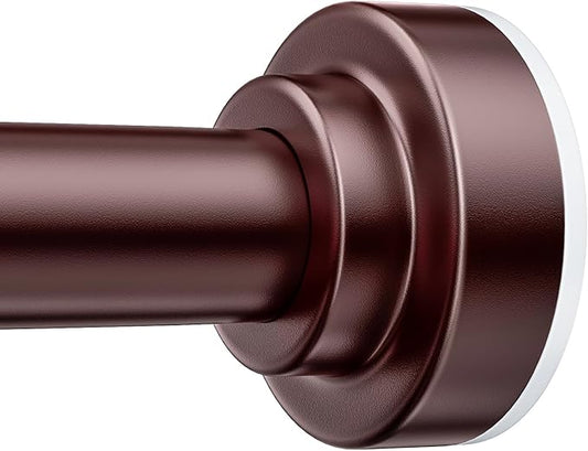 TEECK Shower Curtain Rod, 32-43 inch Adjustable Spring Tension Curtain Rod, Never Rust Anti-Slip Shower Curtain Rod for Bathroom, No Drilling, Never Collapse, Easy to Use, Brown