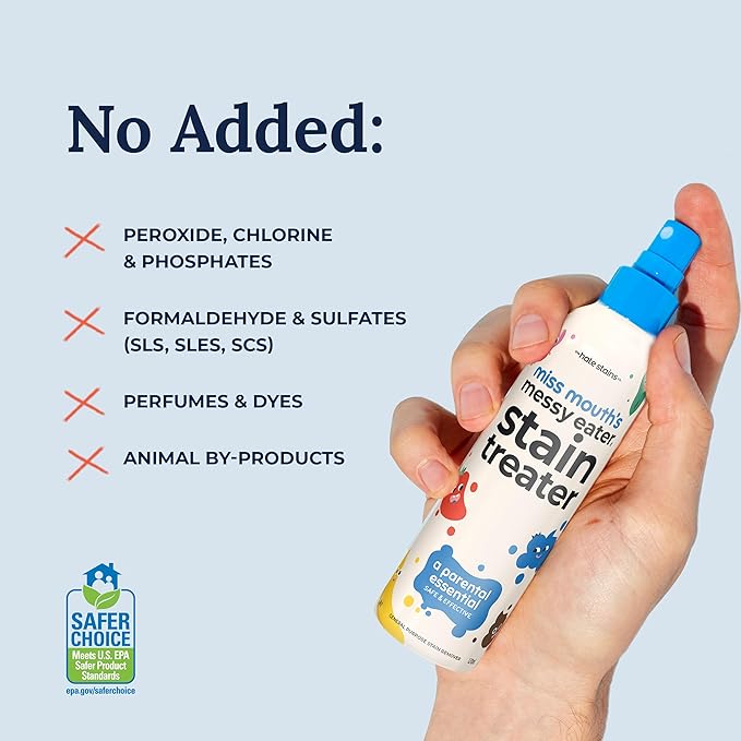 Miss Mouth's Messy Eater Stain Treater Spray - 4oz Stain Remover - Newborn & Baby Essentials - No Dry Cleaning Food, Grease, Coffee Off Laundry, Underwear, Fabric