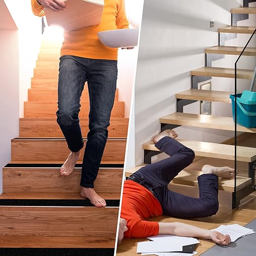 Anti Slip Tape for Stairs, 6in x 20ft Black and Yellow Grip Tape, Heavy Duty Non-Slip Traction Tape for Ramps, Floors, Truck Steps, Indoor/Outdoor Waterproof Safety Warning Tape