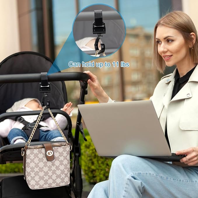 Accmor Stroller Cup Holder with Hook Set, Universal Cup Holder for Uppababy, Nuna, Doona Strollers, 360 ° Rotatable Bottle Holder for Stroller, Bike, Wheelchair, Walker, Scooter