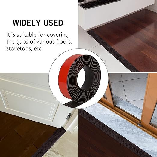 10Ft Floor Transition Strip Self Adhesive Vinyl Cover Floor Strip Flat Divider Transition Strip Wood Grain Design for Laminate Floor Gaps and Doorway Transitions (10Ft x 2 Inch, Brown)