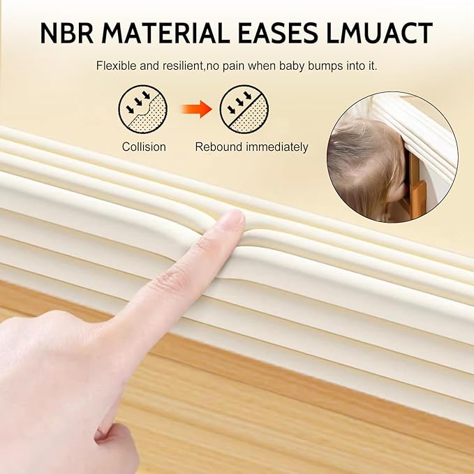 Baby Corner Guards, Soft Foam Furniture Protector, 6.56 FT Table Edge Bumper Strip for Baby Proofing Sharp Corners on Tables and Fireplaces (Grey)