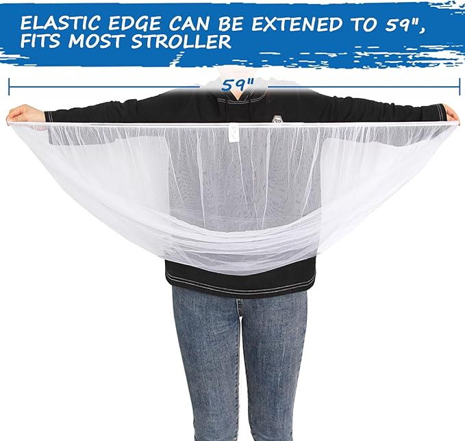 Mosquito Net for Stroller(2 Pack), Baby Mosquito Net for Car Seat, Bassinets, Cradles, Playard, Pack N Plays and Portable Mini Crib, Baby Insect Netting, White