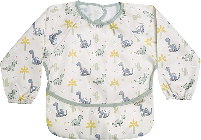 haakaa Long Sleeve Baby Bib, Waterproof & Adjustable Baby Smock Bib for Eating, Painting & Play, Easy Wipe Clean, 6–24M