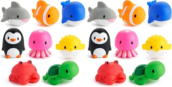Munchkin Bath Toy Squirts, Ocean Sea Animal | 9 Months and Up | 16 Pack | For Babies and Toddlers