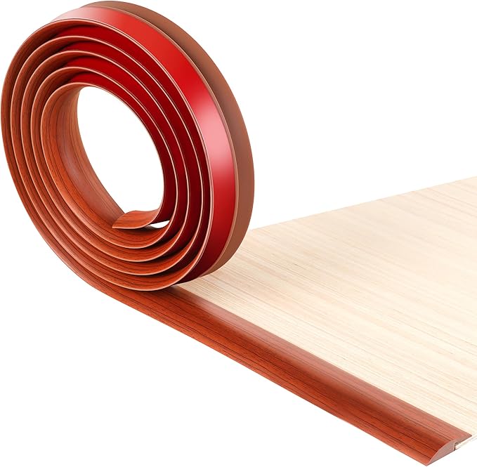 BNELL Floor Transition Strip Self Adhesive-PVC Carpet & Floor Edging Trim Strip,Threshold Transitions Suitable for Threshold Height Less Than 5mm (9.84FT_Red Teak Wood Grain)