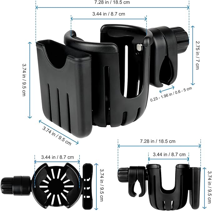Accmor Stroller Cup Holder with Phone Holder, Universal Cup Holder, 2-in-1 Cup Phone Holder for Stroller, Bike, Walker, Wheelchair