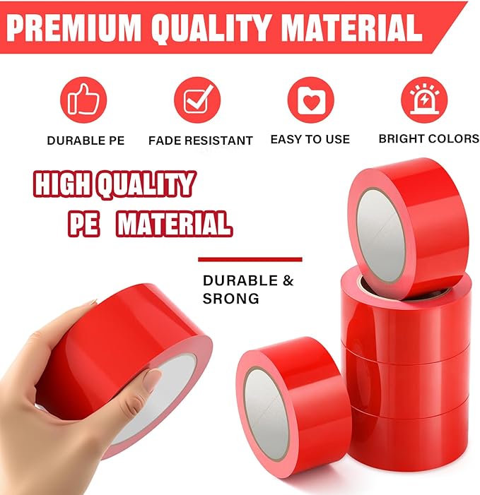 Frienda Floor Vinyl Tape 1/2inch Floor Marking Court Tape Outdoor Playing Field Marking Equipment for Social Distancing Gyms, Athletics, Equipment