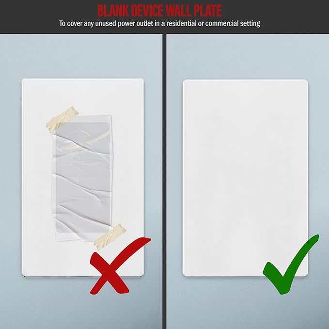 ENERLITES Screwless Blank Wall Plate, Child Safe Blank Device Outlet Cover, Standard Size, 1-Gang 4.68" x 2.93", Polycarbonate Thermoplastic, UL Listed, SI8801-W-10PCS, Glossy, White, 10 Pack