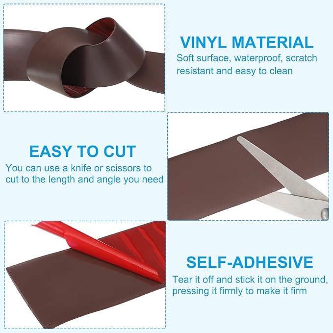 PATIKIL Self Adhesive Floor Transition Strip 10 ft x 3" Vinyl Flat Divider Flooring for Joining Floor Gaps Carpet Transition Floor Tiles, Coffee