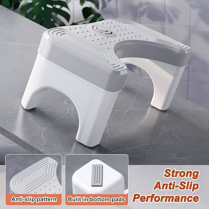 Toilet Stool Squat, Portable Foot Poop Stool for Bathroom Adults, 7 Inch Pooping Stool Toilet Leg Stand Raiser, Non-Slip Potty Step Bench for Feet, Banco para Baño, Beige