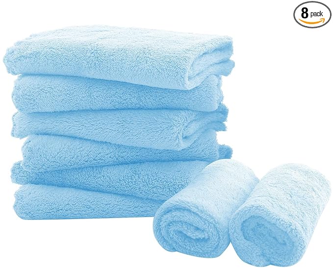 8 Pack Large Burp Cloths for Baby - 20" by 10" Ultra Absorbent Burping Cloth, Hand Washcloths, Newborn Towel - Milk Spit Up Rags - Burpy Cloths for Unisex, Boy, Girl - Burp Cloths Set(Aquamarine)