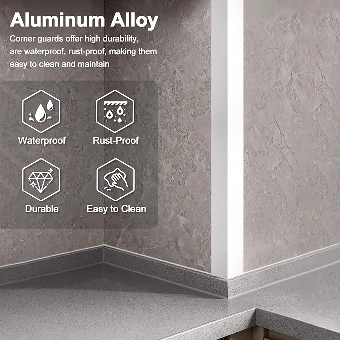 10PCS 48" White Metal Corner Protectors, Aluminum Self Adhesive Corner Guards, Metal Wall Edge Protector Strip, Furniture Corner Protectors, Wall Cabinet Baseboard Decoration 48" x 2"