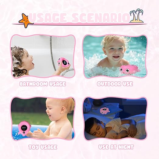 Baby Bath Thermometer with Floating Toys - Digital Water & Room Temperature Monitor, Rechargeable Thermometer with Alerts for Newborn Bath Essentials, Infant Safety