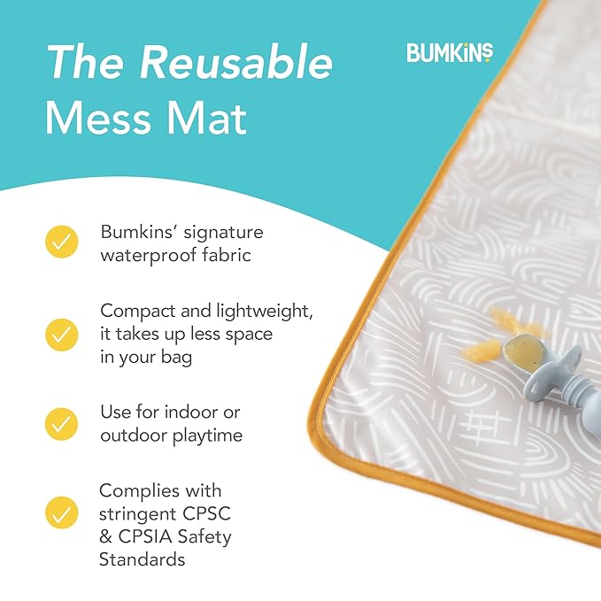 Bumkins Baby Splat Mat for Under High Chair, Babies Toddlers Eating Mess Mat, Waterproof Reusable Cloth for Arts and Crafts, Playtime Mat for Kids, Floors or Tables, Fabric 42inx42in, Desert Boho