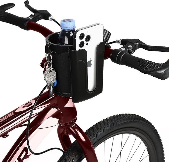 Accmor Stroller Cup Holder with Phone Keys Holder, 3-in-1 Universal Cup Holder, Drinks Bottle Holder for Stroller, Bike, Wheelchair, Walker, Scooter