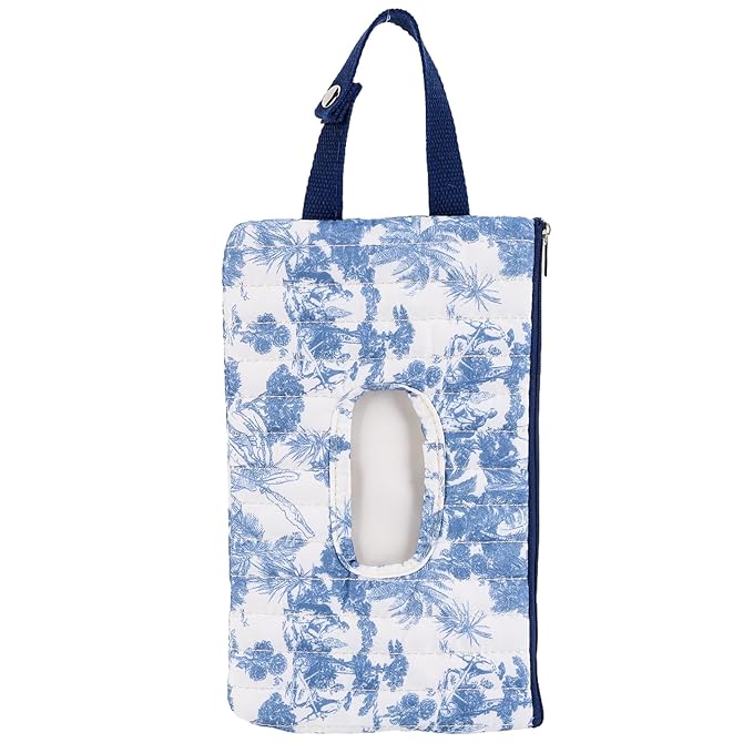 HIBEAR Quilted Diaper Wipe Pouch Portable Mommy Bag Refillable Floral Baby Wipe Holder for Travel Stroller Daily Casual (Floral B)