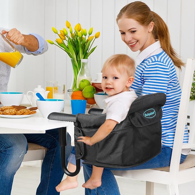 Baby High Chair, High Chairs for Babies and Toddlers, Booster Seat for Kitchen Chair, Portable high Chair for Table, Travel, Baby Essentials, Black(16.54" × 14.57" × 13.00")