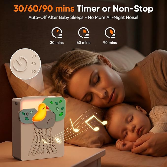 Sound Machine for Baby Soother,AI Cry Detection & Auto-Soothing,Parent-Voice Comfort,13 Soothing White Noise Machine,Record,Timer and Night Light, Ideal for Newborns,Sleeping Soother, Meditation